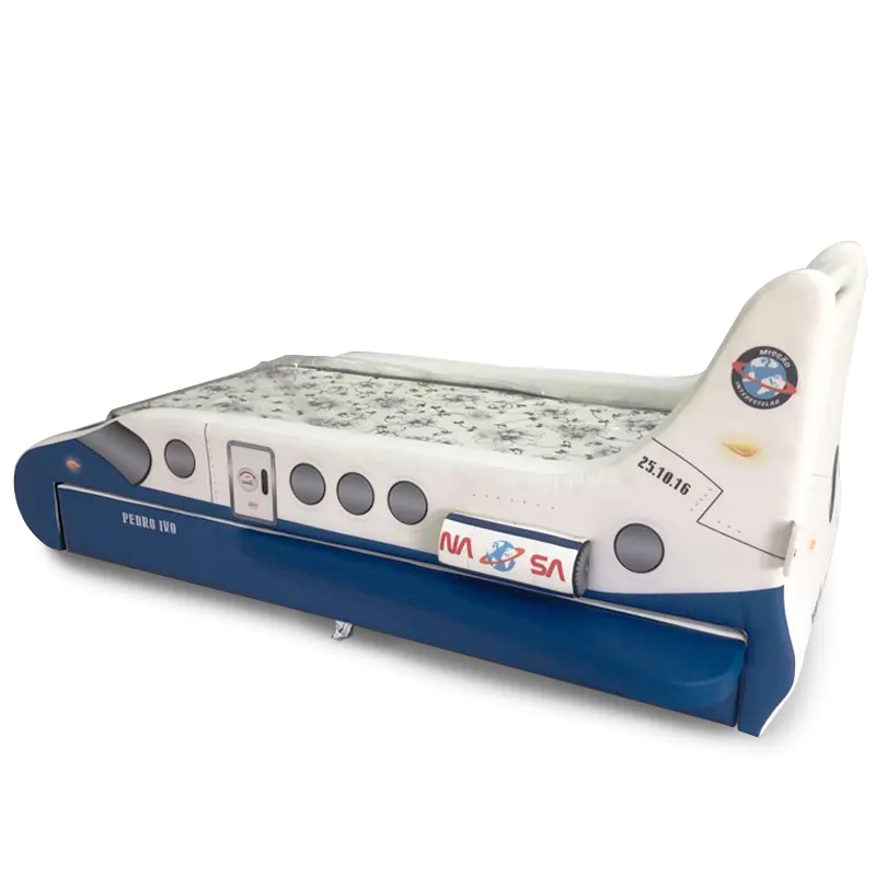 Bicama Foguete Infantil Estofada Cama Auxiliar E Aerofólio