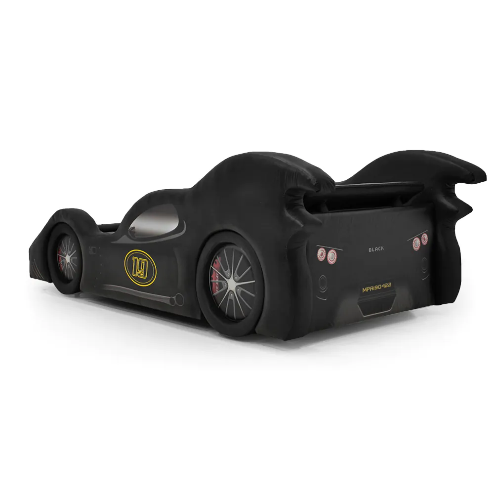 Cama Infantil Black Móvel Totalmente Estofada Rodas Embutidas