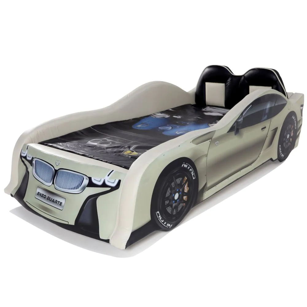 Cama Carro Solteiro Z300 Plus Totalmente Estofada Com Banco