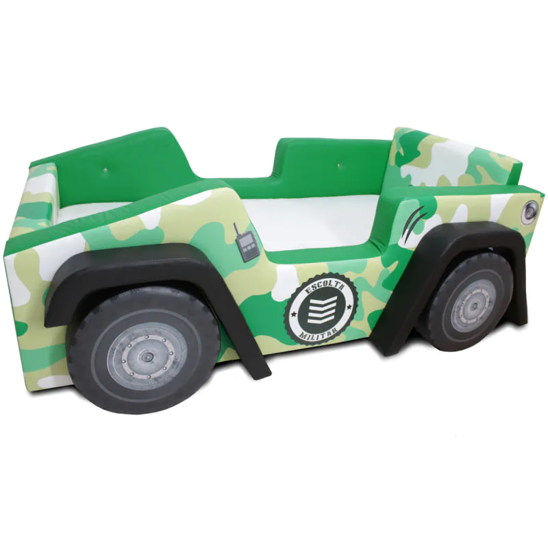 Cama Infantil Jeep Exército com Rodas Embutidas - Verde
