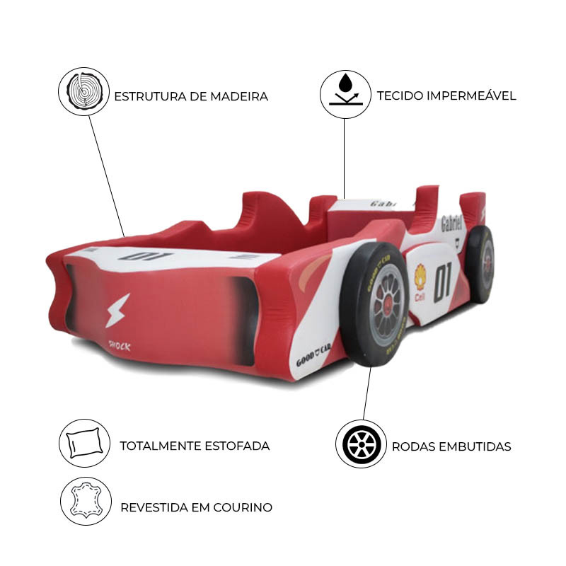 Cama Infantil Carro Corrida Formula 1 Vermelho