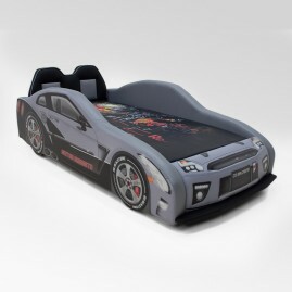 Cama Carro Extreme GTR com banco esportivo - cor cinza - 100% estofada