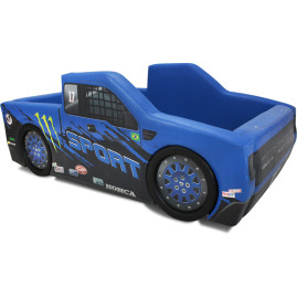 Cama Carro Camionete Sport solteiro estofada - cor azul