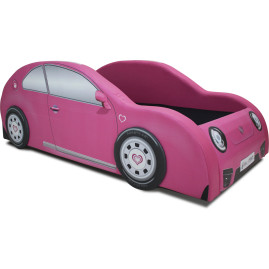 Cama Carro NB Nina solteiro estofada - cor pink