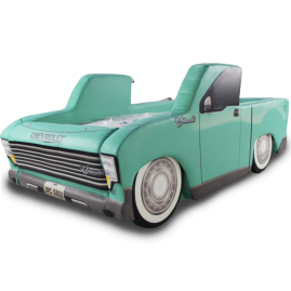 Cama Carro Solteiro Camionete Classic totalmente estofada - cor verde 