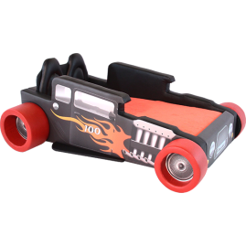 Cama Carro Fast Boy solteiro toda estofada com rodas em relevo -  cor preta