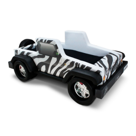 Mini Cama Jeep Safari com rodas embutidas - cor preta e branca