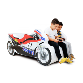 Mini Cama Moto Ninja totalmente estofada - cor branca