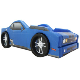 Cama Carro RS7 solteiro estofada com rodas embutidas - cor azul