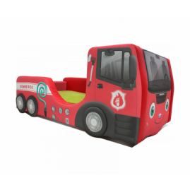 Cama Bombeiro Infantil com rodas sobrepostas - cor vermelha