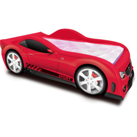 Cama Sport Infantil totalmente estofada com impressão digital - cor vermelha 