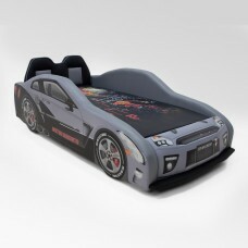 Cama Carro Extreme GTR com banco esportivo - cor cinza - 100% estofada