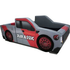 Cama Carro Jurassic solteiro estofada - cor cinza