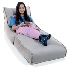 Sofá-Cama Pufe Julia preenchido com pérolas de EPS- cor cinza