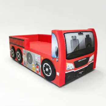 Cama Carro Bombeiro  Solteiro Totalmente Estofada - Vermelha