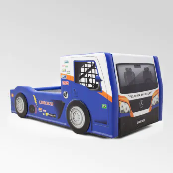 Cama Carro Truck Solteiro Estofada Roda Alto Relevo Vermelha