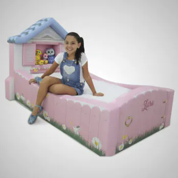 Cama Infantil Casinha Totalmente Estofada Cor Rosa