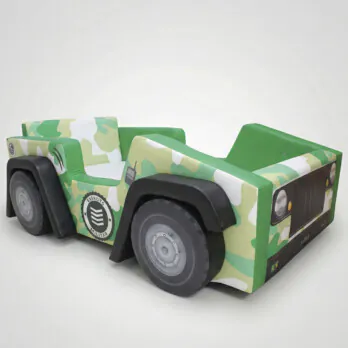 Cama Infantil Jeep Exército com Rodas Embutidas - Verde