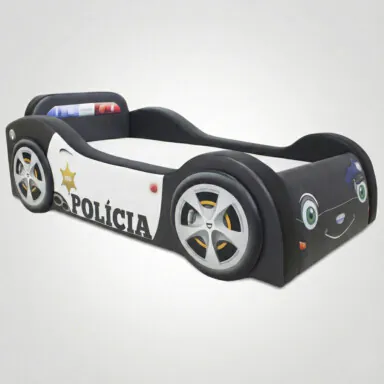 Mini Cama Baby Policia Com Rodas Sobrepostas Estofada