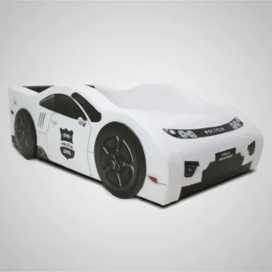 Mini Cama Policia Civil Com Rodas Sobrepostas - Cor Branca