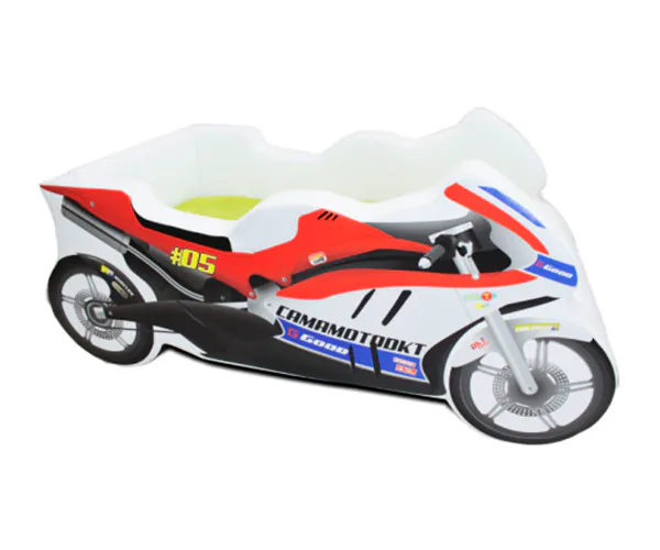 Mini Cama Moto Ninja Totalmente Estofada - Cor Branca