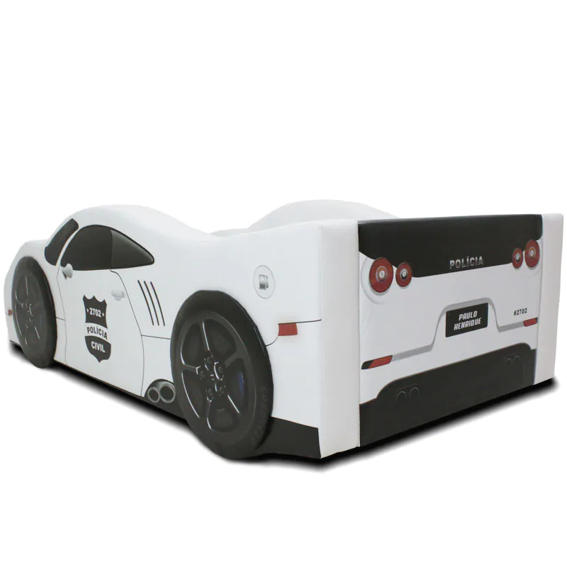 Mini Cama Policia Civil Com Rodas Sobrepostas - Cor Branca