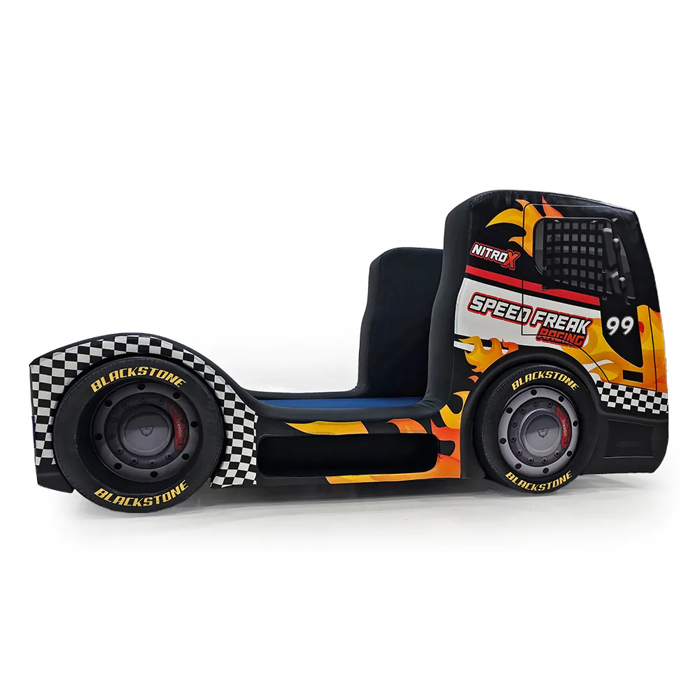 Cama Carro Truck Titan Speed Solteiro Com Nicho Rodas Embutidas