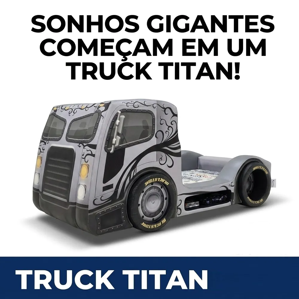 Cama Carro Truck Titan Solteiro Com Nicho Rodas Embutidas
