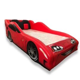 Cama Carro Red Road solteiro totalmente estofada - cor vermelha